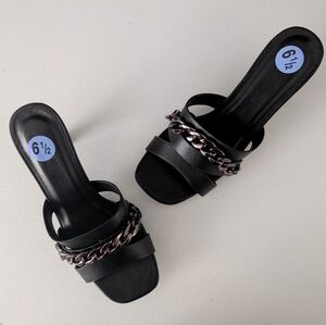 Black Chain Detail Women's Sandals